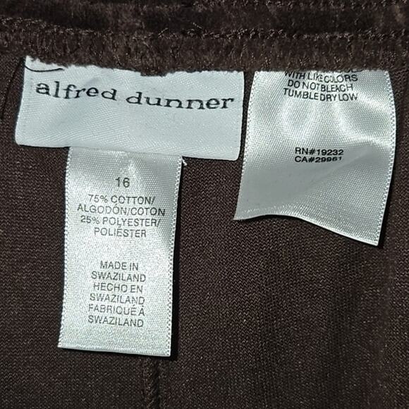 NWT Alfred Dunner Espresso Velveteen Pants | 16P Short 0179 - Picture 5 of 6